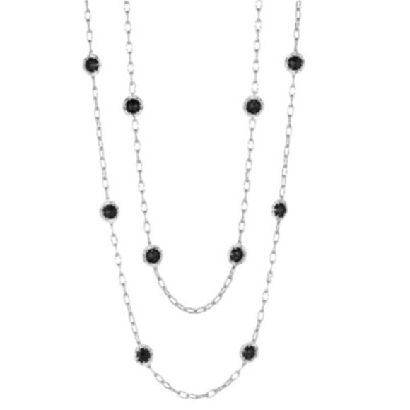 Tacori Sterling Silver & 18K Gold Black Lightening Onyx Station Necklace - LNC - Picture 2 of 8